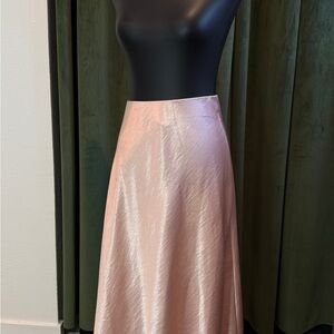 Chic Satin A-Line Skirt in Soft Pink